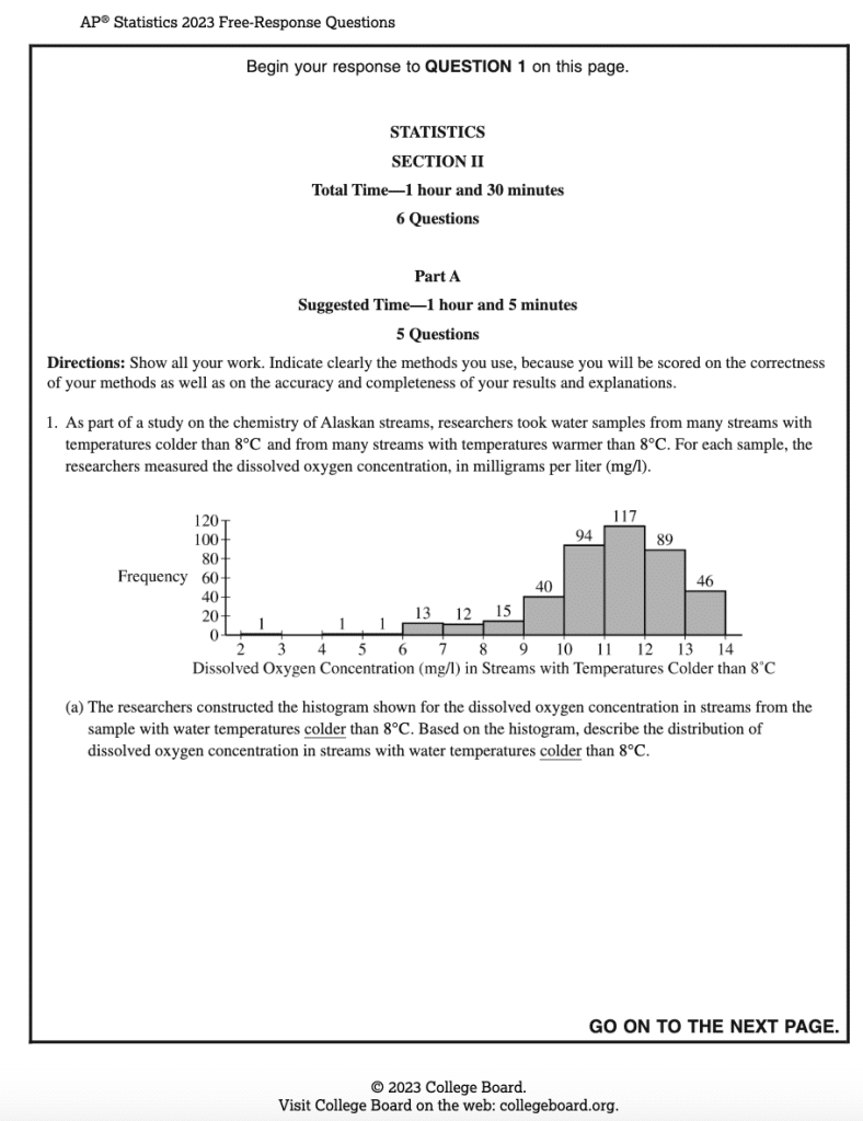 samples from AP Statistics exam